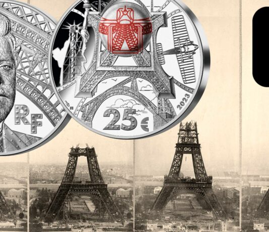 moneta gustave eiffel centenario torre ponte statua della libertà acciaio nfc blockchain