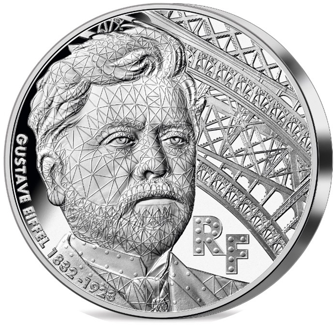 moneta gustave eiffel centenario torre ponte statua della libertà acciaio nfc blockchain