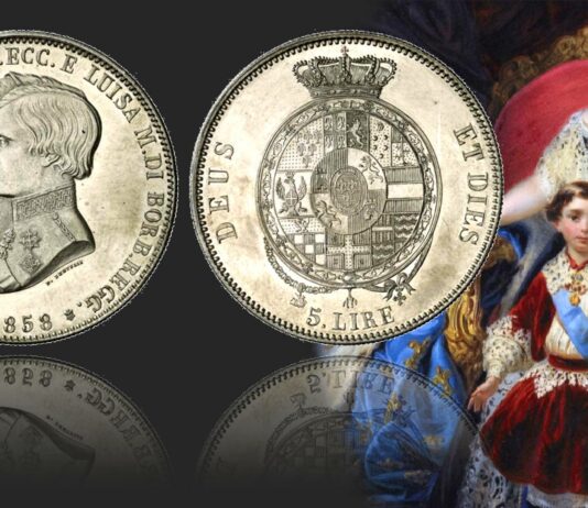 robertino moneta 5 lire parma 1858 argento rarità