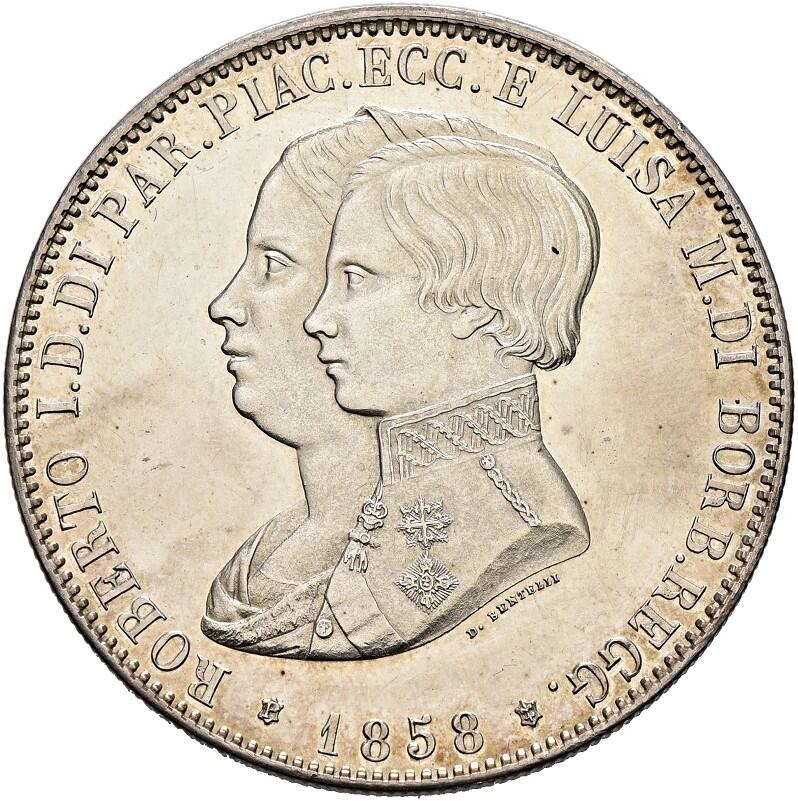 robertino moneta 5 lire parma 1858 argento rarità