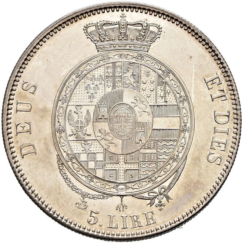 robertino moneta 5 lire parma 1858 argento rarità