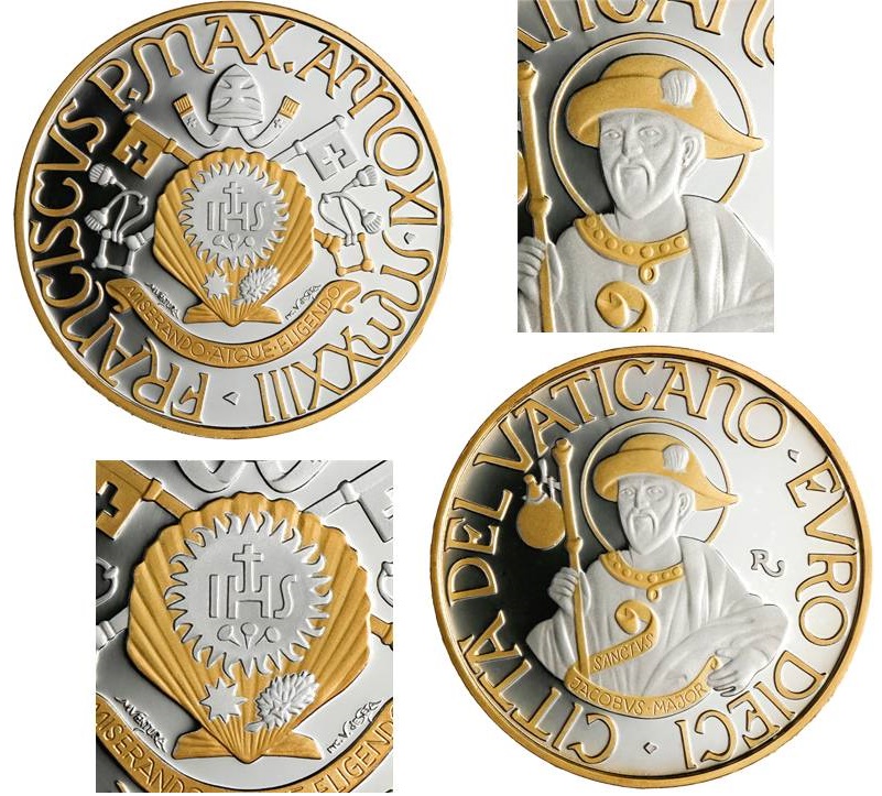 euro monete vaticane 2023 bergoglio ratzinger san giovanni evangelista san giacomo maggiore oro argento proof