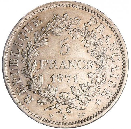 parigi 1871 dupré 5 franchi hercule libertà uguaglianza fraternità comune sedan napoleone iii scudi