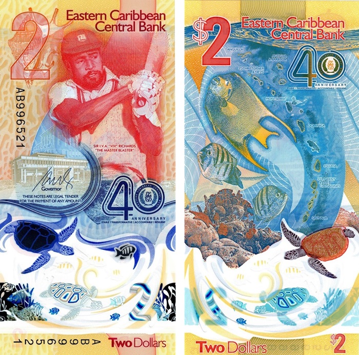 banconota speciale caraibi banca central epesci tartarughe natura mare sole