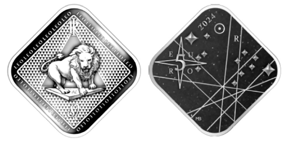 2 euro italiani 2024 rita levi-montalcini guardia di finanza premio nobel zodiaco ariete leone sagittario ipzs segni di fuoco