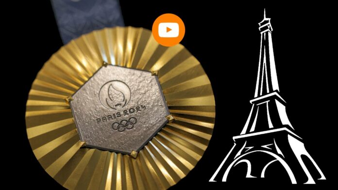 medaglie olimpiche per parigi 2024 oro argento bronzo acciaio torre eiffel esagono premio sport