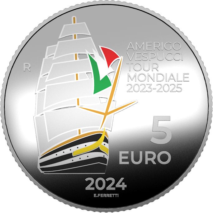 amerigo vespucci marina militare tour mondiale nave scuola moneta ipzs 5 euro