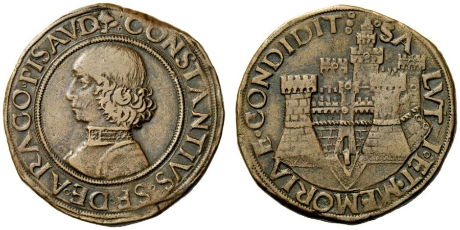 rocca costanza pesaro luciano laurana costanzo sforza monete medaglie lira scudo oro argento