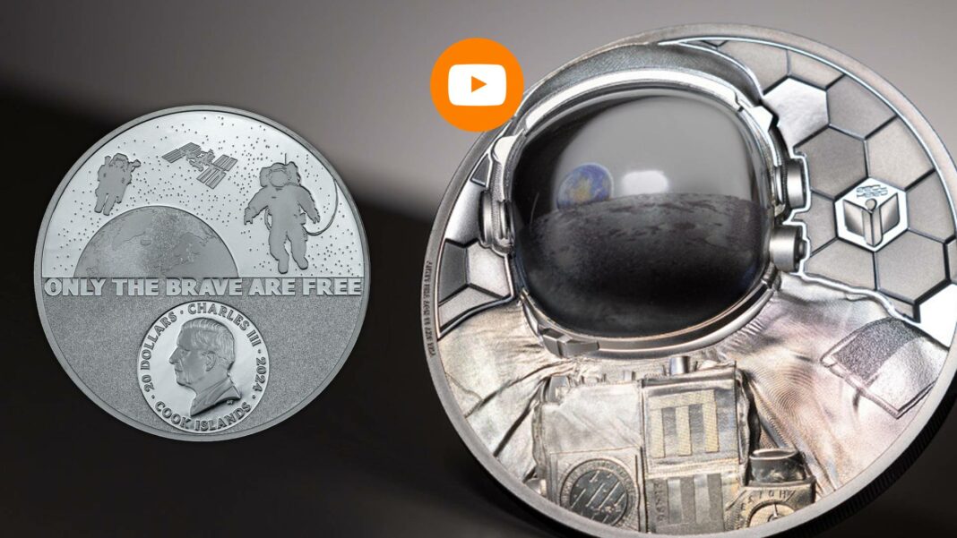 real heroes moneta argento cit coin invest astronauta spazio luna iss