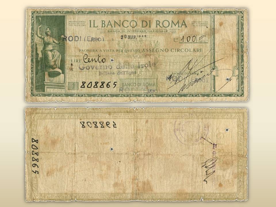 rodi cartamoneta itali dodecaneso occupazione guerra lira lire fascismo duce mussolini