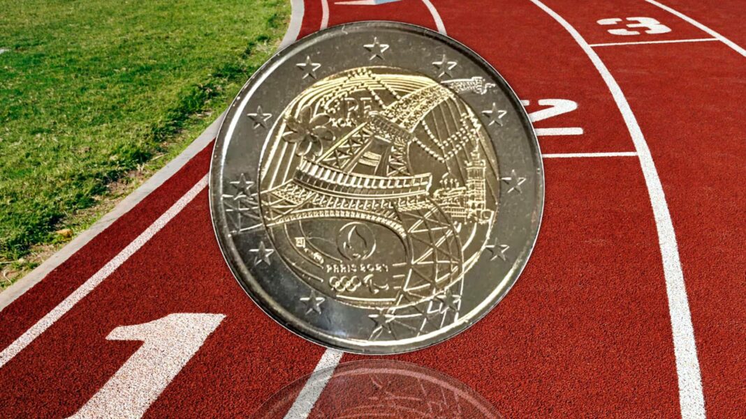 2 euro paris 2024 moneta torre eiffel atletica marsiglia olimpiadi monnie de paris