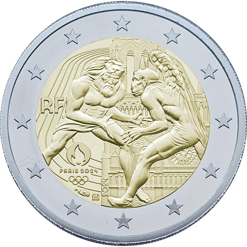 2 euro paris 2024 moneta torre eiffel atletica marsiglia olimpiadi monnie de paris