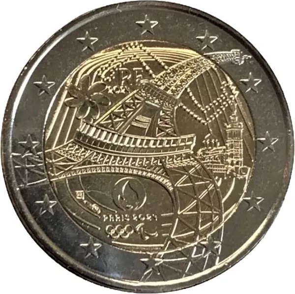 2 euro paris 2024 moneta torre eiffel atletica marsiglia olimpiadi monnie de paris