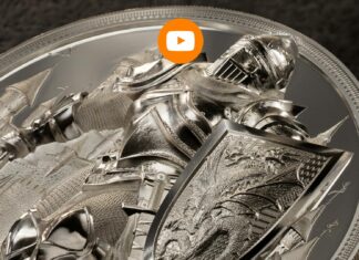 iron knight moneta argento cit coin invest smartminting calaviere castello spada elmo scudo drago medioevo