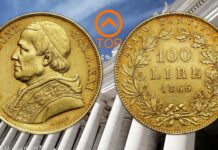 lira pontificia pio ix editto monetario zecca moneta oro argento rame centesimi riforma 1866