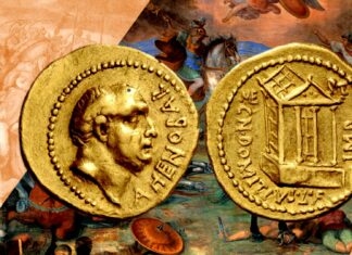 gneo domizio enobarbo roma repubblica guerre civili cesare augusto pomepo aureo moneta