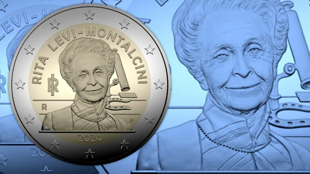 rita levi-montalcini 2 euro ipzs italia moneta silvia petrassi premio nobel