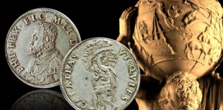 moneta scudo argento ercole atlante filippo asburgo milano mitologia