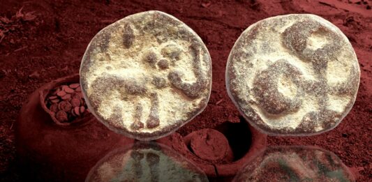 3730 monete di piombo tesoro india scavo archeologia storia