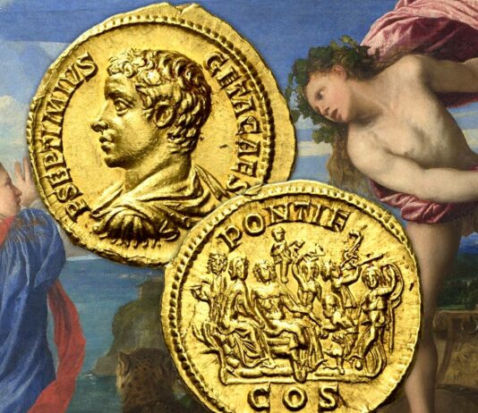 aureo di geta caracalla settimio severo bacco arianna mitologia propaganda pantera roma impero