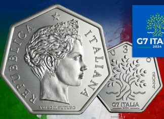 moneta a sette lati italian presidenza g7 argento 3 euro emanuele ferretti ipzs mef