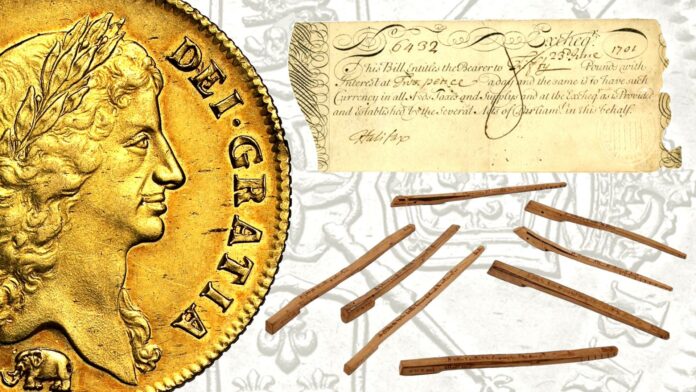 tally wood token denaro gran bretagna prestito corona denaro moneta crisi