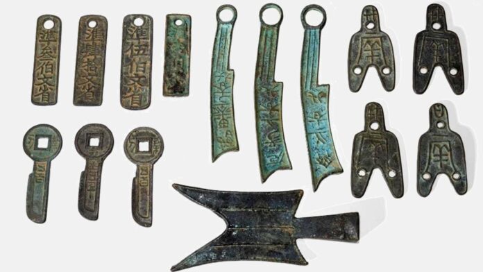 monete cinesi vanga coltello chiave naso formica cash bronzo