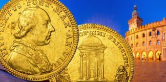 viaggio 1782 pio vi braschi bologna vienna chiesa scisma monete oro argento tempietto