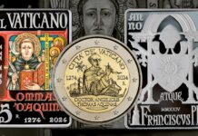 san tommaso d'aquino teologia filosofia cristianesimo medioevo summa monete euro vaticano