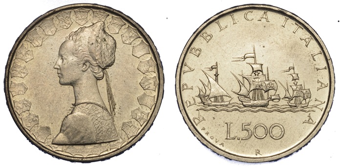 moneta da 500 lire caravelle italia argento valore numismatica rarità tesoro prova boom economico fake news