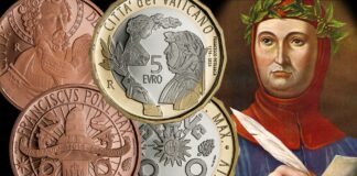 due monete proof vaticane gallo di san pietro francesco petrarca canzoniere musei vaticani jorge bergoglio zecca cfn