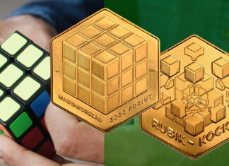 cubo di rubik giocattolo rompicapo toy moneta esagono ungheria nordic gold numismatica collezione