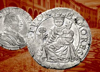 madonna della rosa correggio principe siro d'austria moneta 8 soldi rara numismatica devozione ex voto chiesa