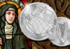 santa brigida badessa irlanda vangelo fede chiesa miracoli moneta argento eire proof crown size