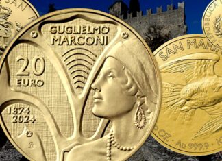 monete d oro di san marino euro gugliemo marconi ragazza flapper radio sandra deiana bellezza falco pellegrino bullion oncia vienna premio nobel rarità numismatica valore prezzo