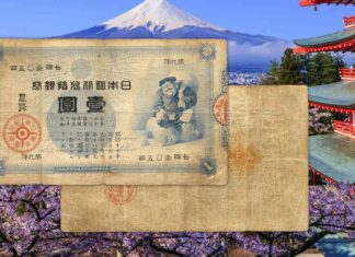 banconote di edoardo chiossone giappone yes sen francobolli tokyo arte incisione capolavoro rarità numismatica filigrana
