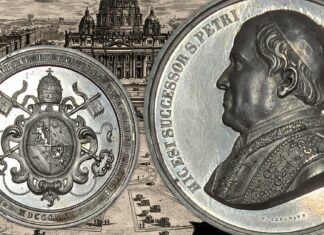 pio ix medaglia giubielo anno santo 1850 1875 vaticano san pietro basilica pellegrini esilio gaeta