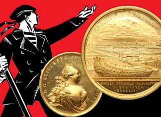 città fortezza di konstadt russia san pietroburgo mar baltico rivolazuone cantieri navali marina russa medaglie oro argento bronzo numismatica