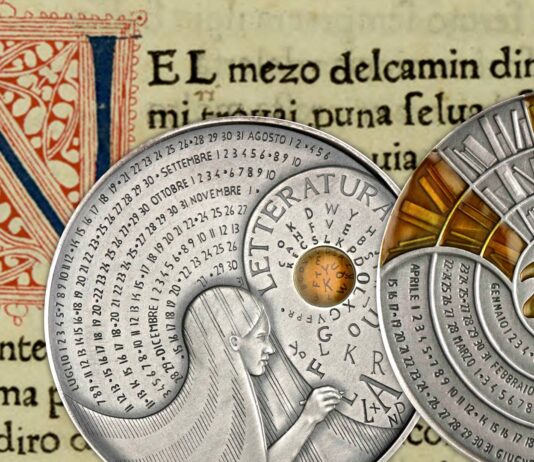 medaglia calendario ipzs 2025 arisbeth magistri scuola arte medaglia zecca di stato roma letteratura bellezza umanità sapere civiltà amore donna argento bronzo smalti