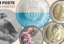 monete di san marino 2025 euro lire lira oro argento bimetallica michlangelo anno santo expo osaka gernarmeria polizia civile orchidee falco pellegrino oncia