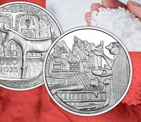 trittico di monete per hallstatt austria età del bronzo preistoria sale commercio estrazione rito cimitero tombe argento euro euromoneta collezione numismatica