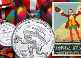 tassa sul macinato regno d'italia tributo grano farina mulino bilancio dello stato deficit lira lire milioni miliardi medaglia carnavale torino gianduia gianduja maschera cioccolato vino festa divertimento