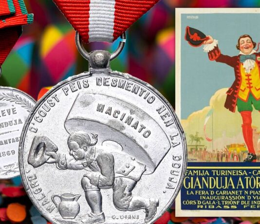 tassa sul macinato regno d'italia tributo grano farina mulino bilancio dello stato deficit lira lire milioni miliardi medaglia carnavale torino gianduia gianduja maschera cioccolato vino festa divertimento