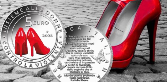 moneta 5 euro argento contro viuolenza sulle donne femminicidio nonunadimeno nessunascusa alda merini scarpette rosse numismatica ipzs argento collezione valore sociale