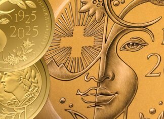 100 franchi vreneli 1925 2025 centenario moneta oro svizzera zecca berna chiara principer artista coin designer world money fair tiratura limitata rarità numismatica capolavoro