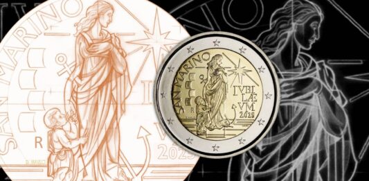 2 euro giubileo sammarinesi moneta gabriele di maulo speranza spes anno santo papa francesco novità arte stella croce fede numismatica