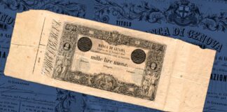 banca di genova banconote cartamoneta 1000 lire nuove 1848 rarità aste davinci live eccezionale rarità numismaitca collezione