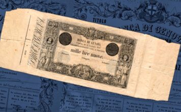 banca di genova banconote cartamoneta 1000 lire nuove 1848 rarità aste davinci live eccezionale rarità numismaitca collezione