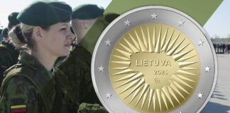 2 euro della lituania 2025 difesa porcospino d'acciaio armi esercito marina aeronautica nato guerra numismatica collezione