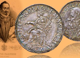 doppio carlino del bonzagni giulio iii papa ciocchi del monte moneta estrema rarità asta art-rite concordia ritratto